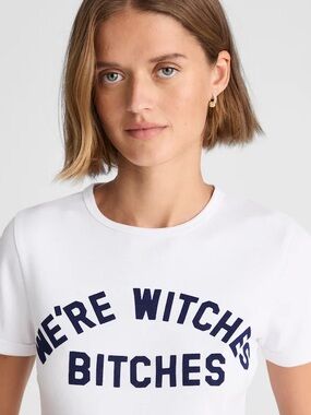 Alexa Chung for Madewell White Graphic Tee - "We're Witches Bitches"